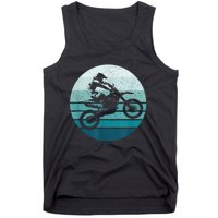 Motocross Vintage Dirt Bike Rider Sunset Background Tank Top