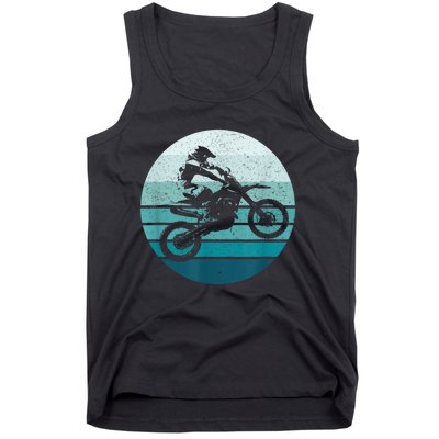 Motocross Vintage Dirt Bike Rider Sunset Background Tank Top