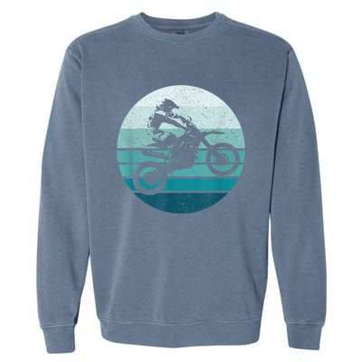 Motocross Vintage Dirt Bike Rider Sunset Background Garment-Dyed Sweatshirt