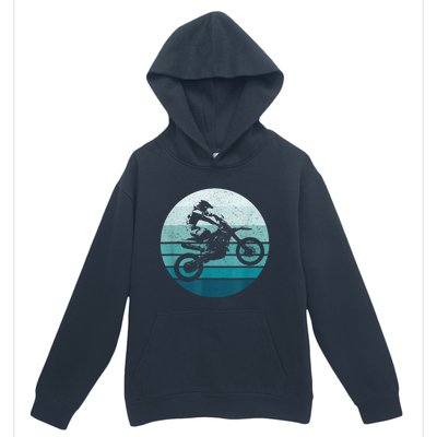 Motocross Vintage Dirt Bike Rider Sunset Background Urban Pullover Hoodie