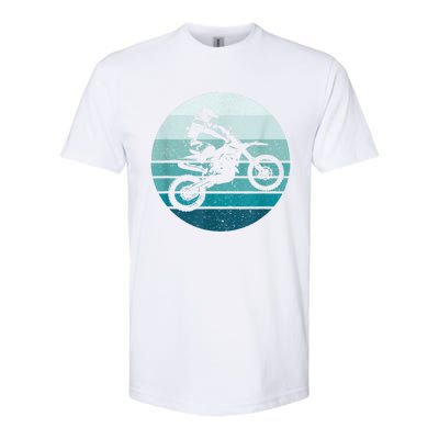 Motocross Vintage Dirt Bike Rider Sunset Background Softstyle CVC T-Shirt