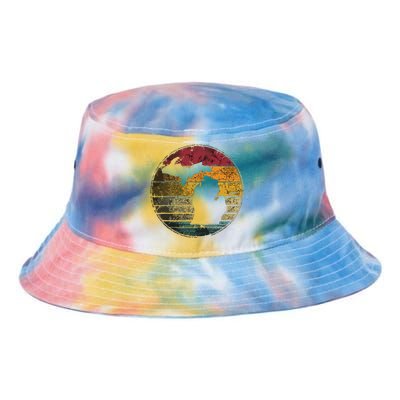 Michigan Vintage Distressed Retro Style Silhouette State Tie Dye Newport Bucket Hat