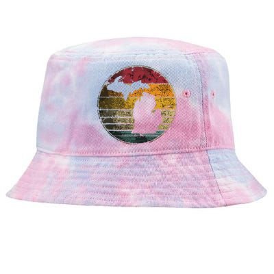 Michigan Vintage Distressed Retro Style Silhouette State Tie-Dyed Bucket Hat