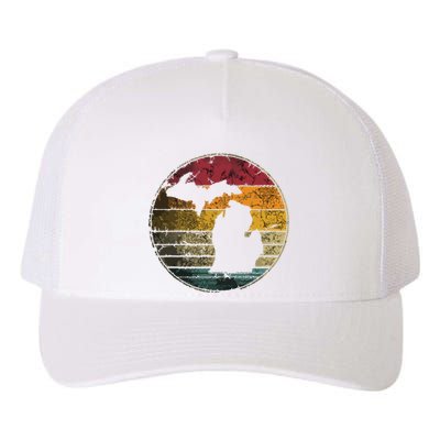 Michigan Vintage Distressed Retro Style Silhouette State Yupoong Adult 5-Panel Trucker Hat