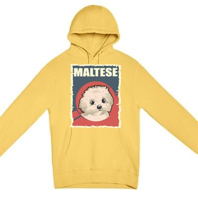 Maltese Vintage Dog Poster Design Premium Pullover Hoodie