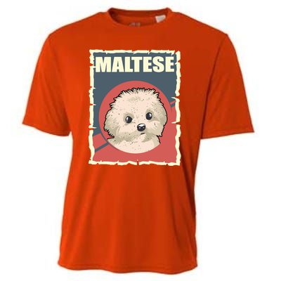 Maltese Vintage Dog Poster Design Cooling Performance Crew T-Shirt