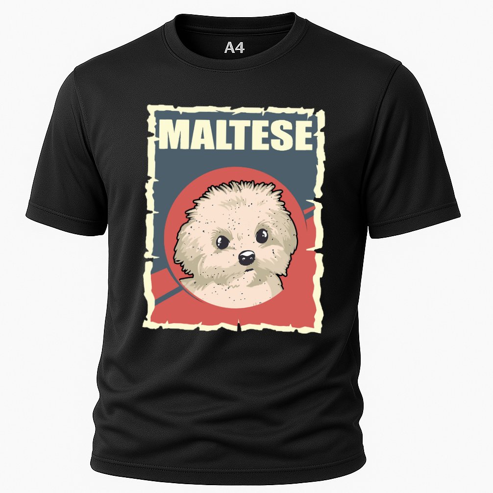 Maltese Vintage Dog Poster Design Cooling Performance Crew T-Shirt