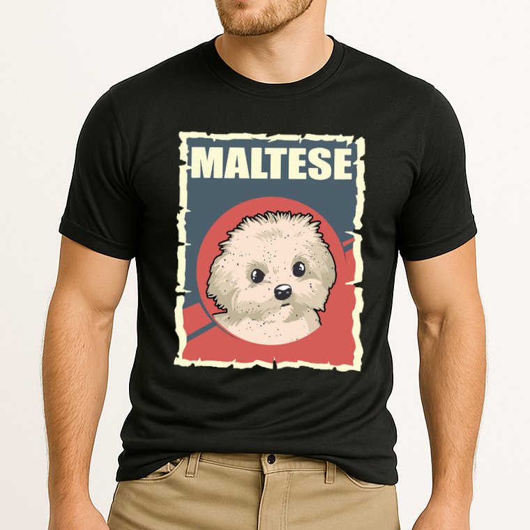 Maltese Vintage Dog Poster Design Cooling Performance Crew T-Shirt