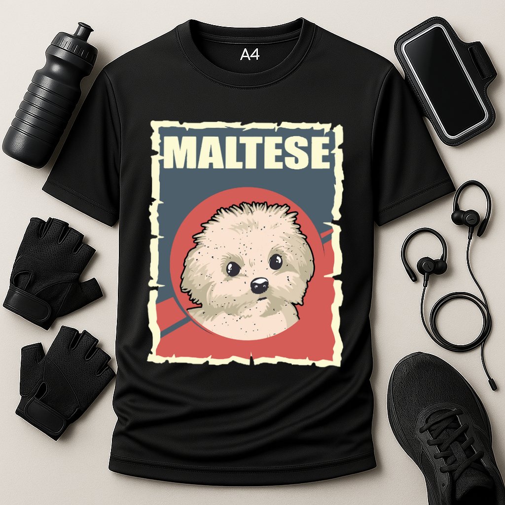 Maltese Vintage Dog Poster Design Cooling Performance Crew T-Shirt