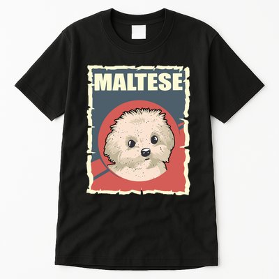 Maltese Vintage Dog Poster Design Tall T-Shirt