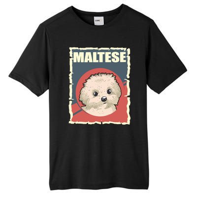 Maltese Vintage Dog Poster Design Tall Fusion ChromaSoft Performance T-Shirt