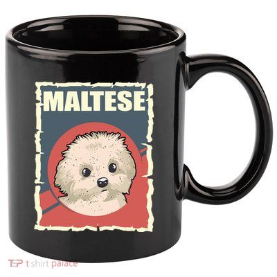 Maltese Vintage Dog Poster Design 11oz C Handle Ceramic Mug