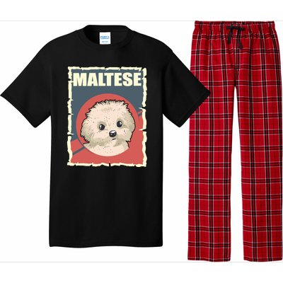 Maltese Vintage Dog Poster Design Pajama Set