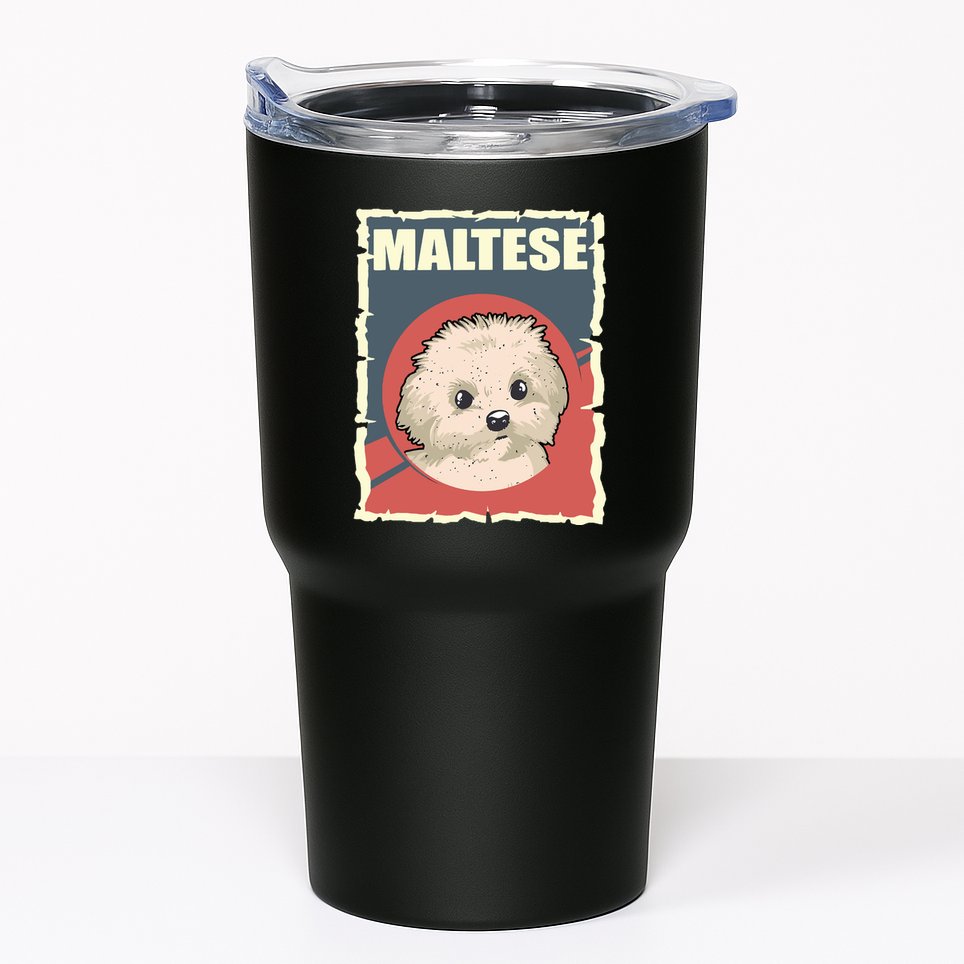 Maltese Vintage Dog Poster Design Tumbler
