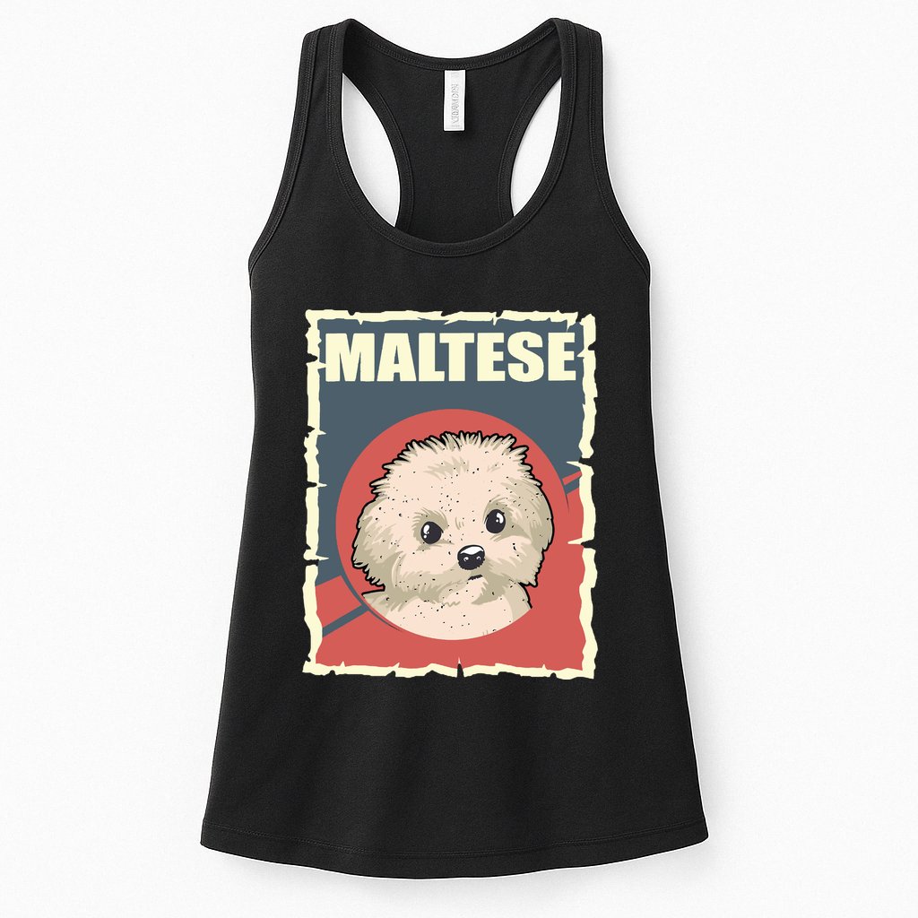 Maltese Vintage Dog Poster Design Womens Tank Top