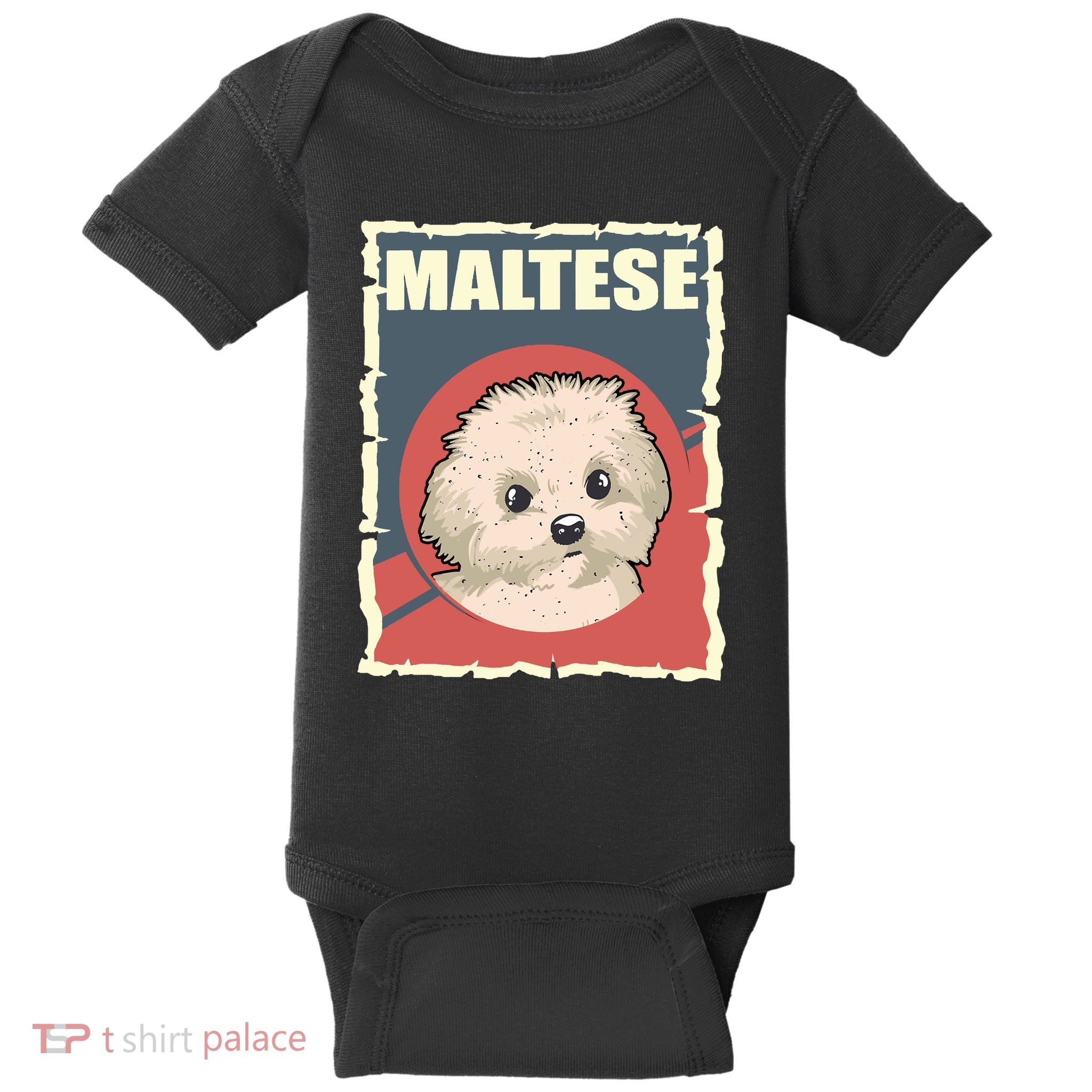 Maltese Vintage Dog Poster Design Baby Bodysuit