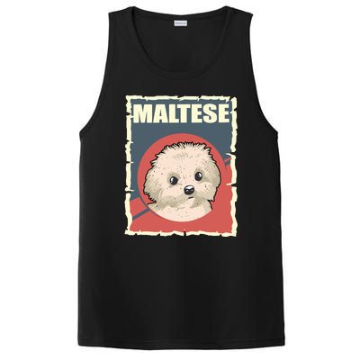 Maltese Vintage Dog Poster Design PosiCharge Competitor Tank