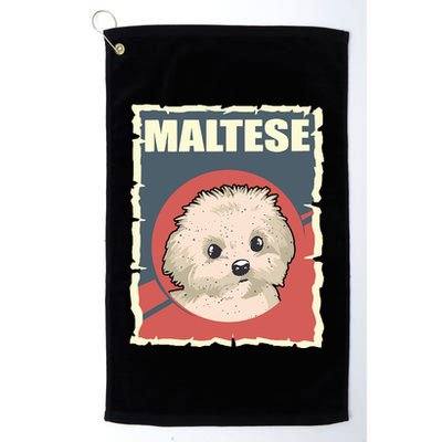 Maltese Vintage Dog Poster Design Golf Towel
