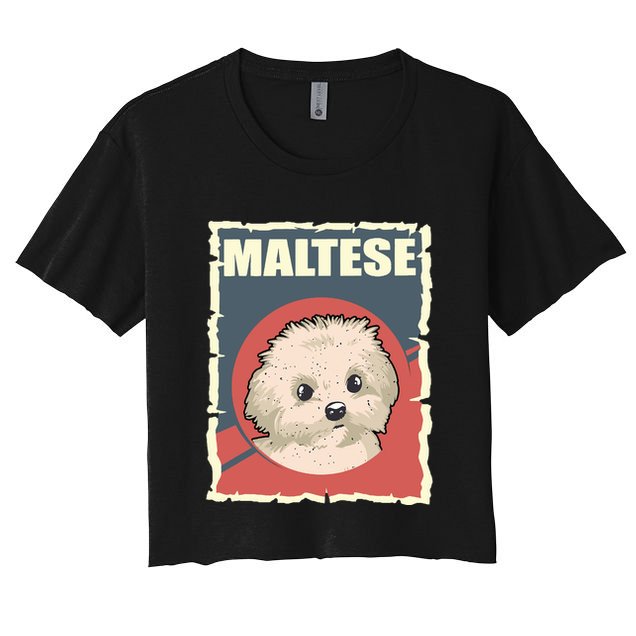 Maltese Vintage Dog Poster Design Crop Top