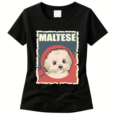 Maltese Vintage Dog Poster Design Womens T-Shirt