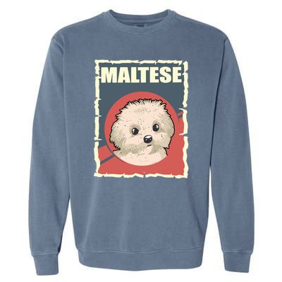 Maltese Vintage Dog Poster Design Garment-Dyed Sweatshirt