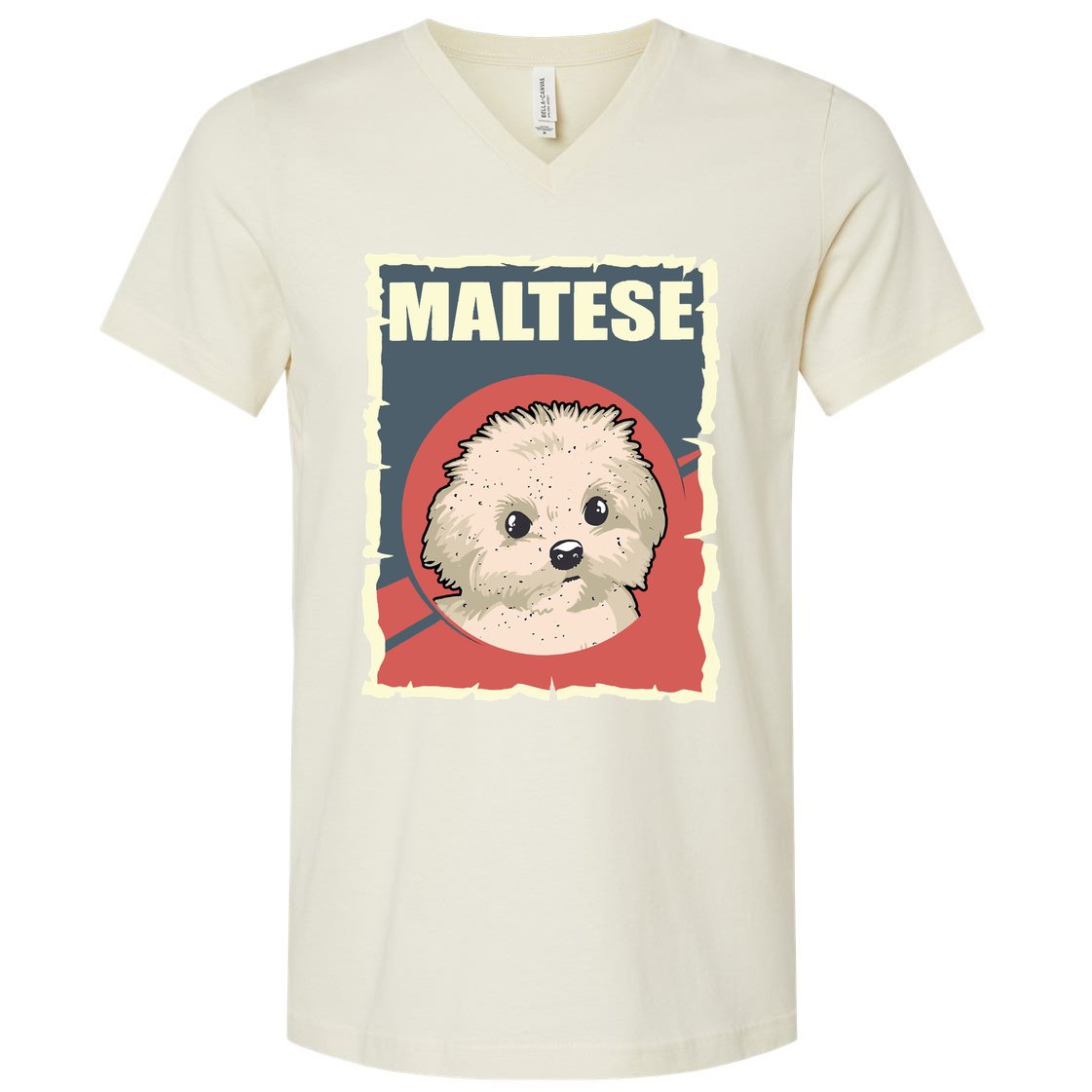 Maltese Vintage Dog Poster Design V-Neck T-Shirt