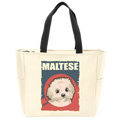 Maltese Vintage Dog Poster Design Zip Tote Bag