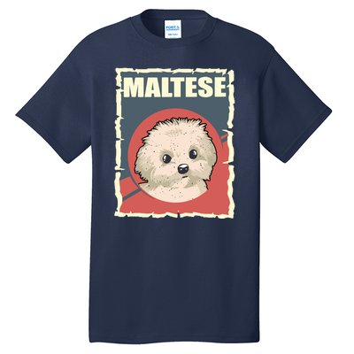 Maltese Vintage Dog Poster Design Tall T-Shirt