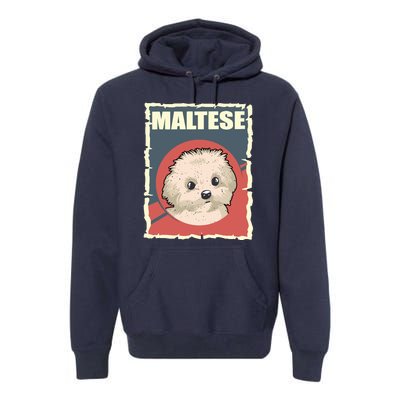 Maltese Vintage Dog Poster Design Premium Hoodie