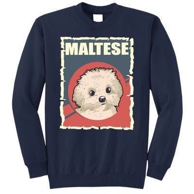 Maltese Vintage Dog Poster Design Tall Sweatshirt