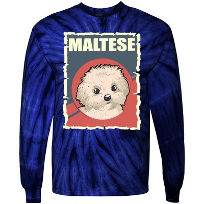 Maltese Vintage Dog Poster Design Tie-Dye Long Sleeve Shirt