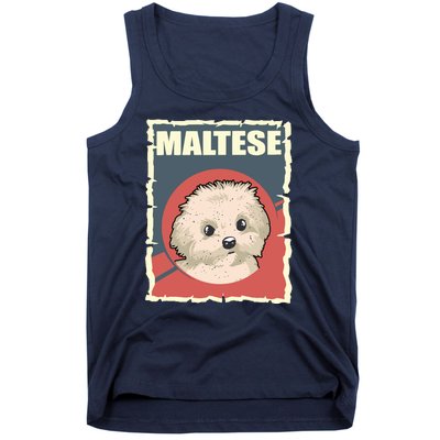 Maltese Vintage Dog Poster Design Tank Top