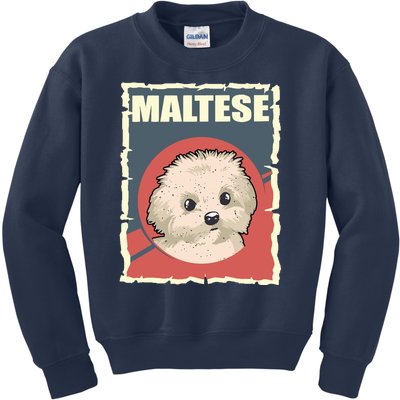 Maltese Vintage Dog Poster Design Kids Sweatshirt