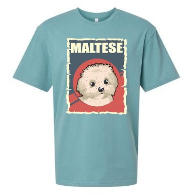 Maltese Vintage Dog Poster Design Sueded Cloud Jersey T-Shirt