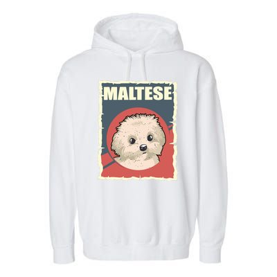 Maltese Vintage Dog Poster Design Garment-Dyed Fleece Hoodie