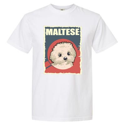 Maltese Vintage Dog Poster Design Garment-Dyed Heavyweight T-Shirt