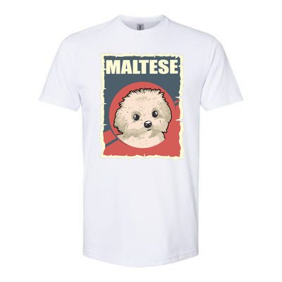 Maltese Vintage Dog Poster Design Softstyle CVC T-Shirt