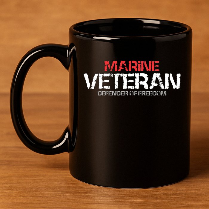 Marine Veteran Defender Of Freedom 11oz C Handle Ceramic Mug