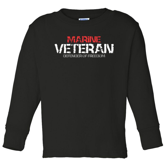 Marine Veteran Defender Of Freedom Toddler Long Sleeve Shirt