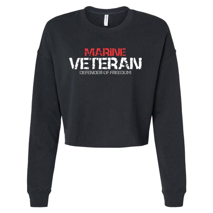 Marine Veteran Defender Of Freedom Cropped Pullover Crew