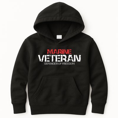 Marine Veteran Defender Of Freedom Kids Hoodie