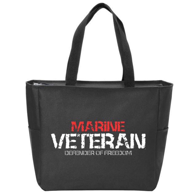 Marine Veteran Defender Of Freedom Zip Tote Bag