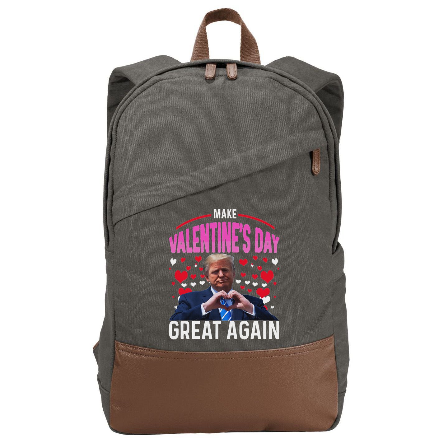 Make Valentine Day Great Again Funny Trump Lovers 2025 Cotton Canvas Backpack