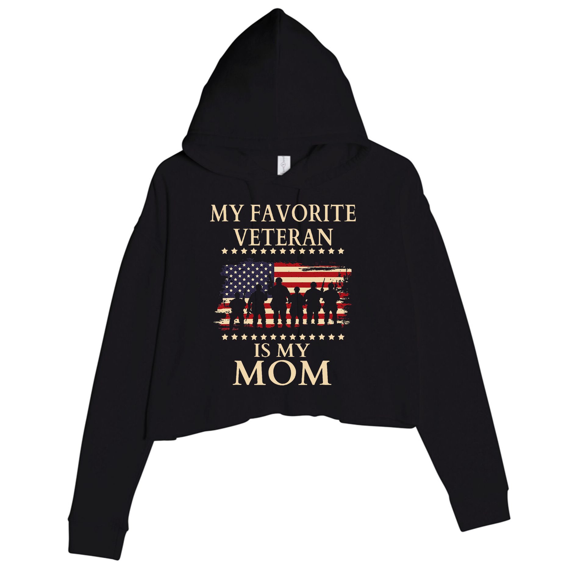 MoM Veterans Day Military My Favorite Veteran Is My Mom Crop Fleece Hoodie