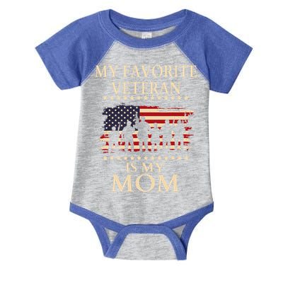 MoM Veterans Day Military My Favorite Veteran Is My Mom Infant Baby Jersey Bodysuit