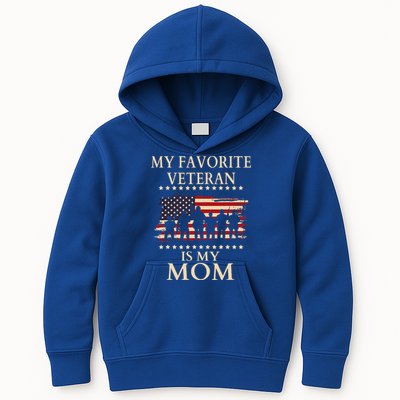 MoM Veterans Day Military My Favorite Veteran Is My Mom Kids Hoodie