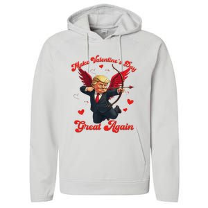 Make Valentine Day Great Again Funny Trump Lovers 2025 Performance Fleece Hoodie