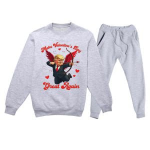 Make Valentine Day Great Again Funny Trump Lovers 2025 Premium Crewneck Sweatsuit Set