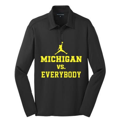 Michigan vs Everyone Everybody Quotes  Silk Touch Performance Long Sleeve Polo