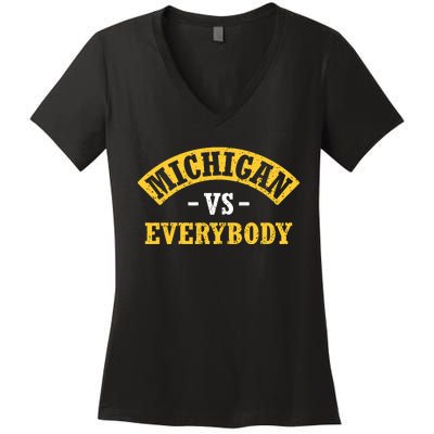 Michigan Vs Everybody Women's V-Neck T-Shirt